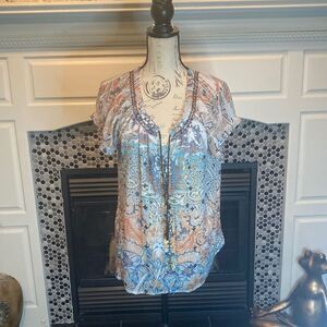 Live‎ and let live multicolor blouse, size large, good used condition